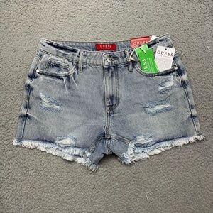 Guess Q4YD51D54W0 Womens US 29 Emely MR Short‎ Light Destroyed Wash Denim Shorts